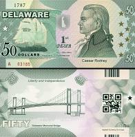 *USA 50 Dollars 2014 1. štát - Delaware, polymer - Kliknutím na obrázok zatvorte -